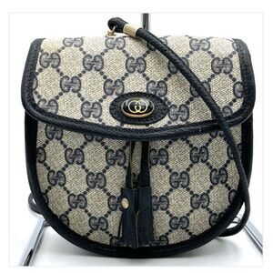Vintage Gucci Navy GG Supreme Leather Pochette Crossbody Bag
